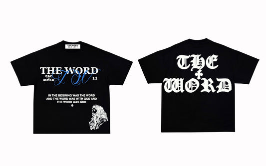 In The Beginning Tee - Blue Lettering